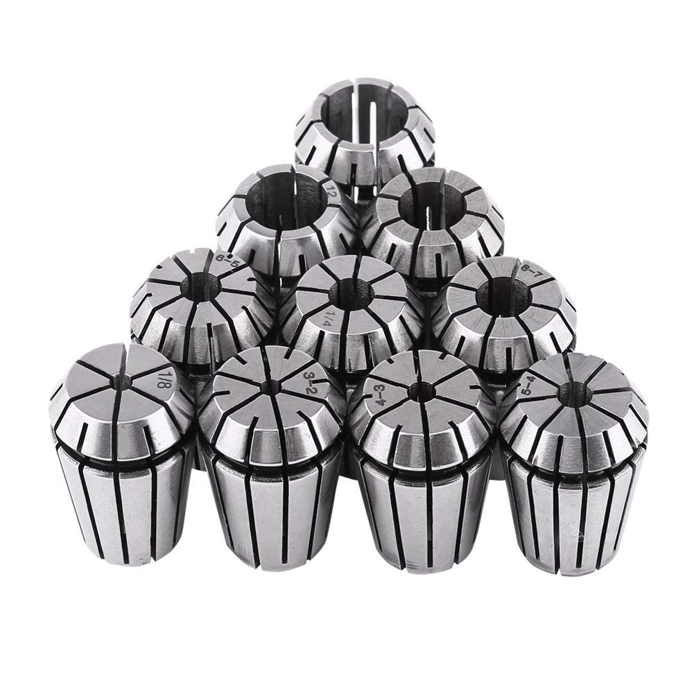 ER20 collet collet 10-piece set (3mm, 1/8, 4mm, 5mm, 6mm, 1/4, 8mm, 10mm, 12mm, 1/2), Collets And Accessories