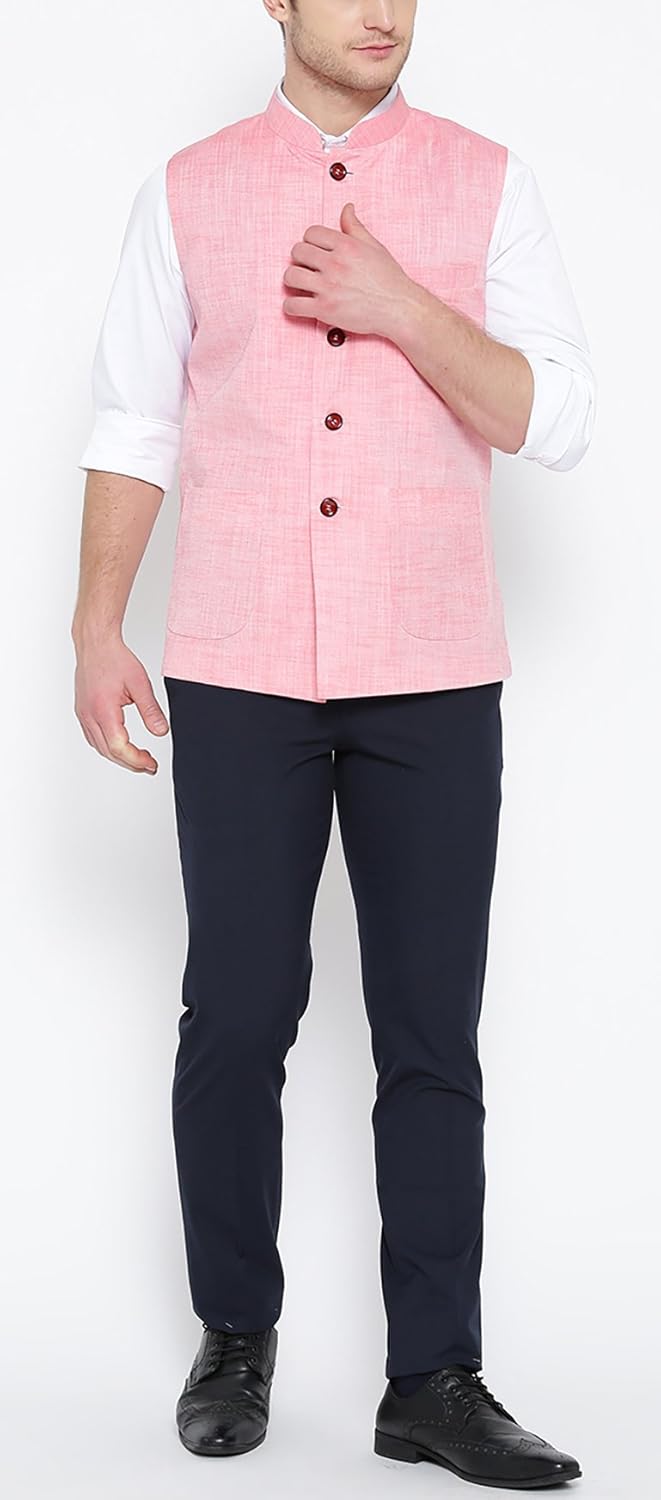 shaftesbury london men's cotton nehru jacket