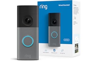 Ring Wired Doorbell (newest model) — Retinal 2K with wide-angle video, up to 6x Enhanced Zoom, and Two-Way Talk, Speckle Gray