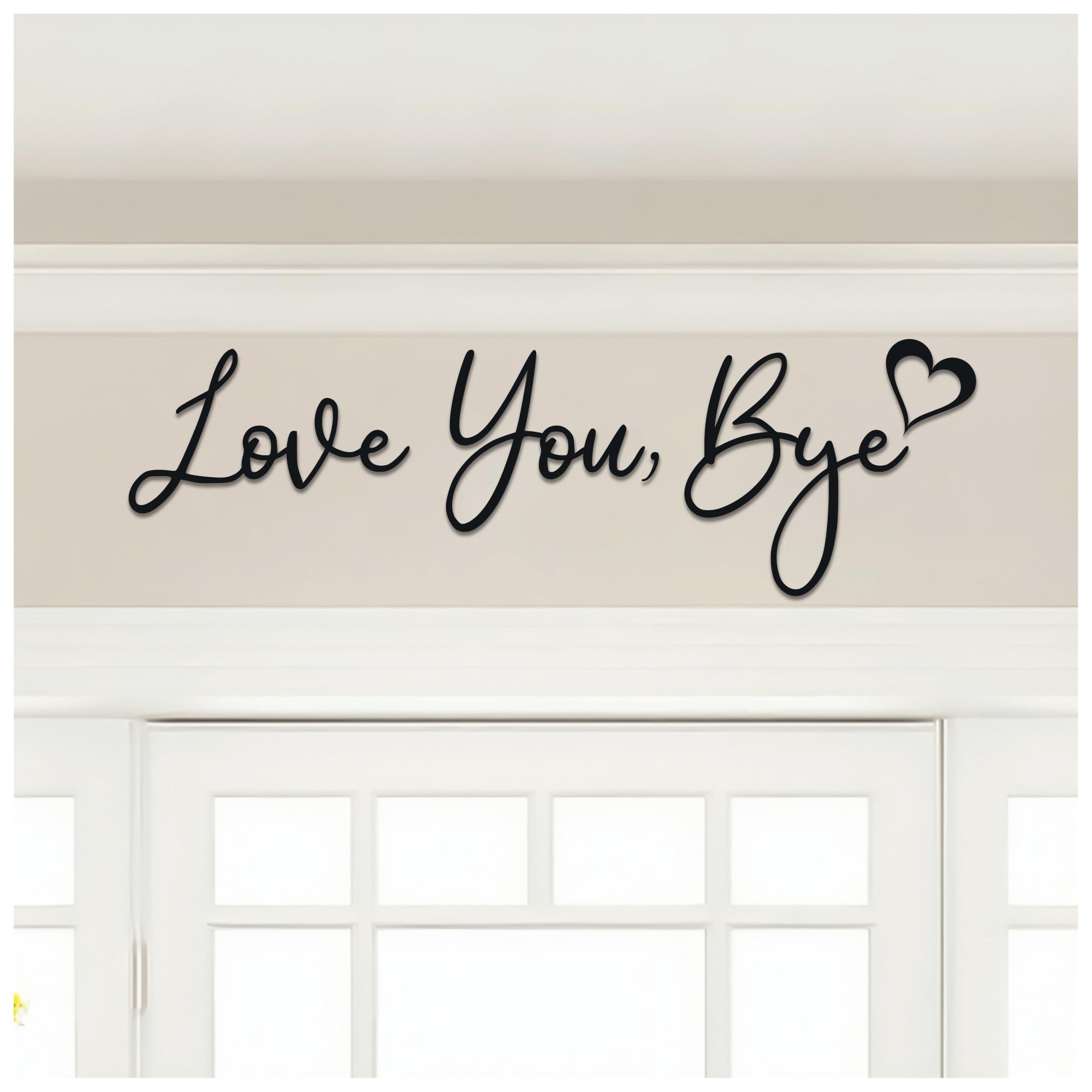 DVNB Shop Wall Art Decor - 3mm Ply Wood Love You Bye Sign for Wall Decoration for Living Room Comes with Double Sided Strong Tape, Black Wall Art for Hallway Decor, Love Letters for Home Decoration