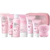 INSEEK Sakura Skin Care Set for Teen Girls, Hydration Skincare Gift Set for Women, Deeply Cleanse Pores, Gentle Exfoliation, Moisturize & Soften Skin, Smooth Wrinkles and Fine Lines
