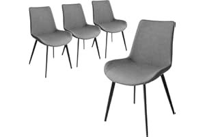 HIPIHOM Dining Chairs Set of 4, Modern Kitchen & Dining Room Chairs, Upholstered Faux Leather Cushion Seat and Sturdy Metal Legs (4 Grey Chairs)