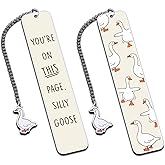 Funny Silly Goose Book Marks for Reading Women Hilarious Birthday Christmas Gifts Ideas Book Lovers Gifts for Women Stocking Stuffers Metal Bookmark Book Accessories for Bookish 1Pcs 2-Sides