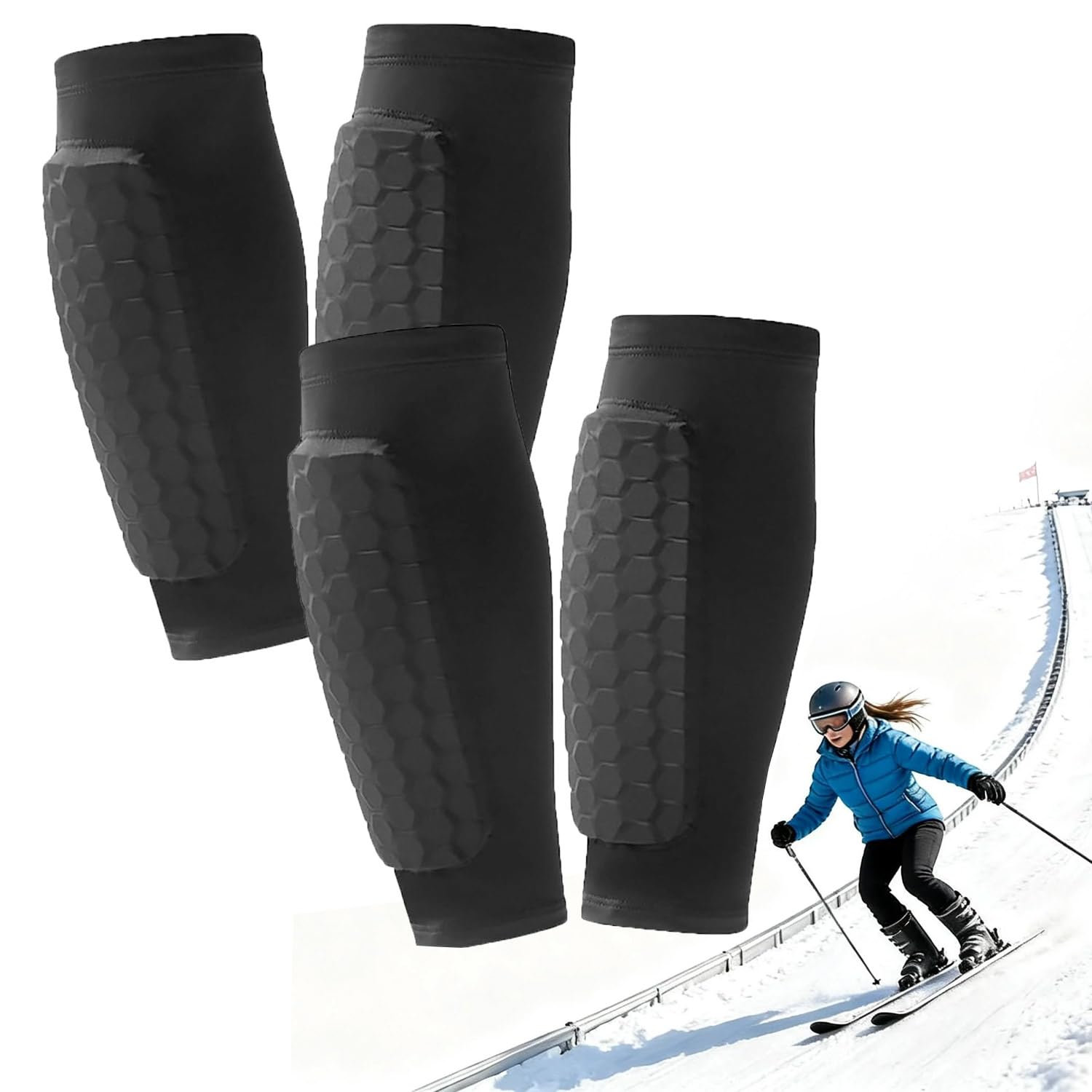 Photo 1 of 2 Pairs Kids Soccer Shin Guards,Soccer Shin Guards Pads for Youth Adult with Honeycomb Pads Protective Soccer Shin Pads Gear for Boys, Girls,Size?S-Black