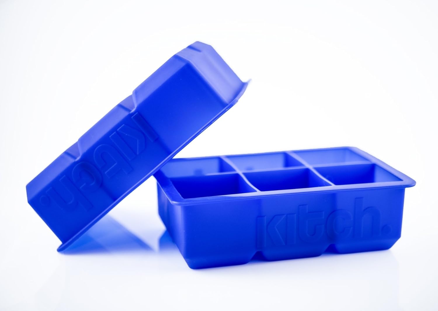 Large Cube Silicone Ice Tray, 2 Pack by Kitch, Giant 2 Inch Ice Cubes Keep Your Drink Cooled for Hours - Cobalt Blue: Kitchen & Dining