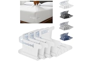 BTIZTLLA Tug Proof Bed Sheet Holders Set of 4 Keep Sheets Firm & Tight , Fitted Mattress Corners, College Dorm Room Essentials For Girls , White Lock Keeper King Queen Bed Bedding Accessories Rv Bedroom Gifts