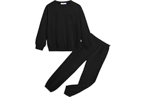 Arshiner Girls 2 Piece Outfits Casual Clothing Sets Long Sleeve Pullover Sweatshirts and Sweatpants with Pockets 5-13 Years