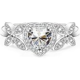 JOSHLUXE Moissanite Wedding Band 1ct D Color VVS1 925 Sterling Silver Wedding Rings for Women Lab Created Half Eternity Anniversary Rings for Her 18K White Gold Plated Size 6-8