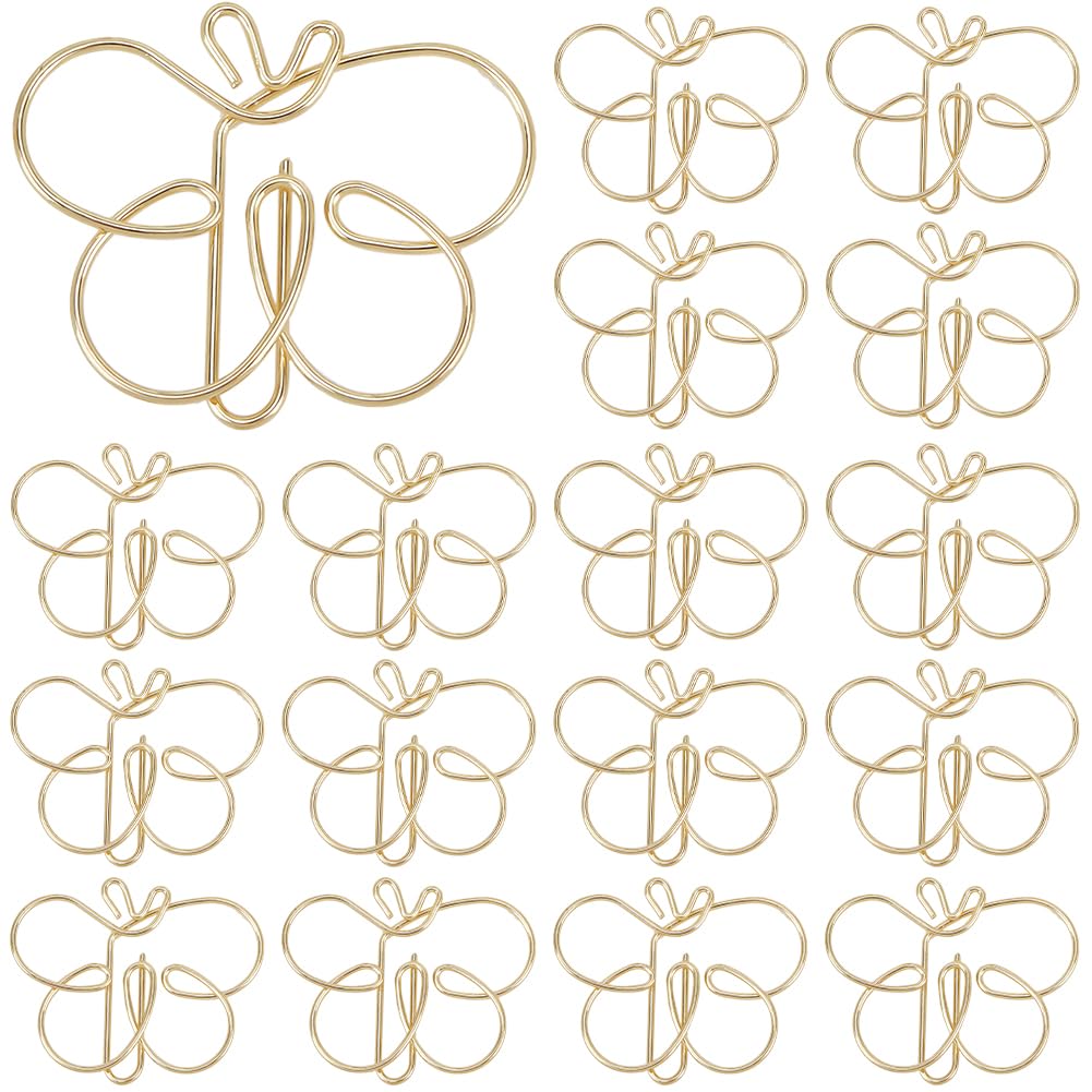 CRASPIRE 30Pcs Butterfly Paper Clips Gold Binder Paperclips Clamps Bookmark Clips Planner Memo Dispenser for Office Supplies School Home File Note Page Sorting Organizing