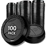 Pack Of 100, Black Disposable Coffee Cup Lids, Coffee Lids 10 oz 12 oz 16 oz 20 oz, Leak-Proof Plastic Coffee Lid, Heat-Resistant & Strong Hot Cup Lids For Everyday Convenience