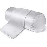 Wanmu 2 Packs Round Neck Pillow Cover, 16 x 5.9 Inch Soft Satin Bolster Pillowcases Cylinder Case Cover, Cervical Cylindrical Roll Pillows Cushion With Hidden Zipper for House Home Decor (Silver Gray)