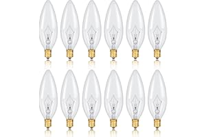 NETEHA 12 Pack Candelabra Torpedo 25W E12 Base 120V Decorative Vintage Light Bulbs, 2700K Warm White Dimmable Edison Candle Bulbs for Chandeliers, Ceiling Fan Lights and Pendants