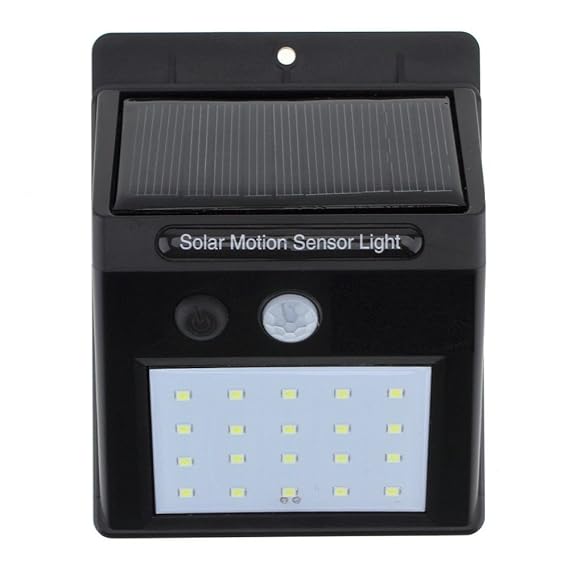 Style Badge Bright Waterproof Solar Wireless Security Motion Sensor LED Night Light for Outdoor/Garden Wall (Black)