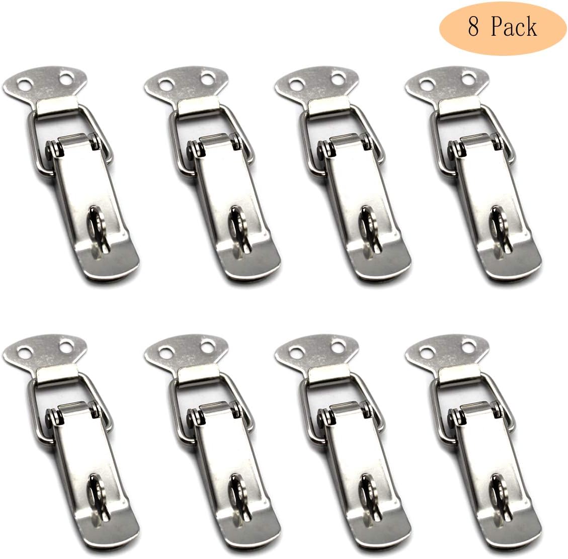 BuxiuGK 8Pcs Toggle Latch Catch Clamp Stainless Steel Spring Loaded for Case Box,Toolbox,Drawer,Cabinet,Chest Trunk - Silver HS-009