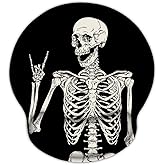 Britimes Ergonomic Mouse Pad with Wrist Support Black Human Skeleton Skull Non-Slip Rubber Base Mousepad for Home Office Gami