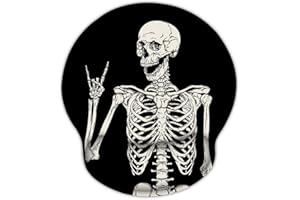 Britimes Ergonomic Mouse Pad with Wrist Support Black Human Skeleton Skull Non-Slip Rubber Base Mousepad for Home Office Gaming Working Computers Laptop Easy Typing & Pain Relief