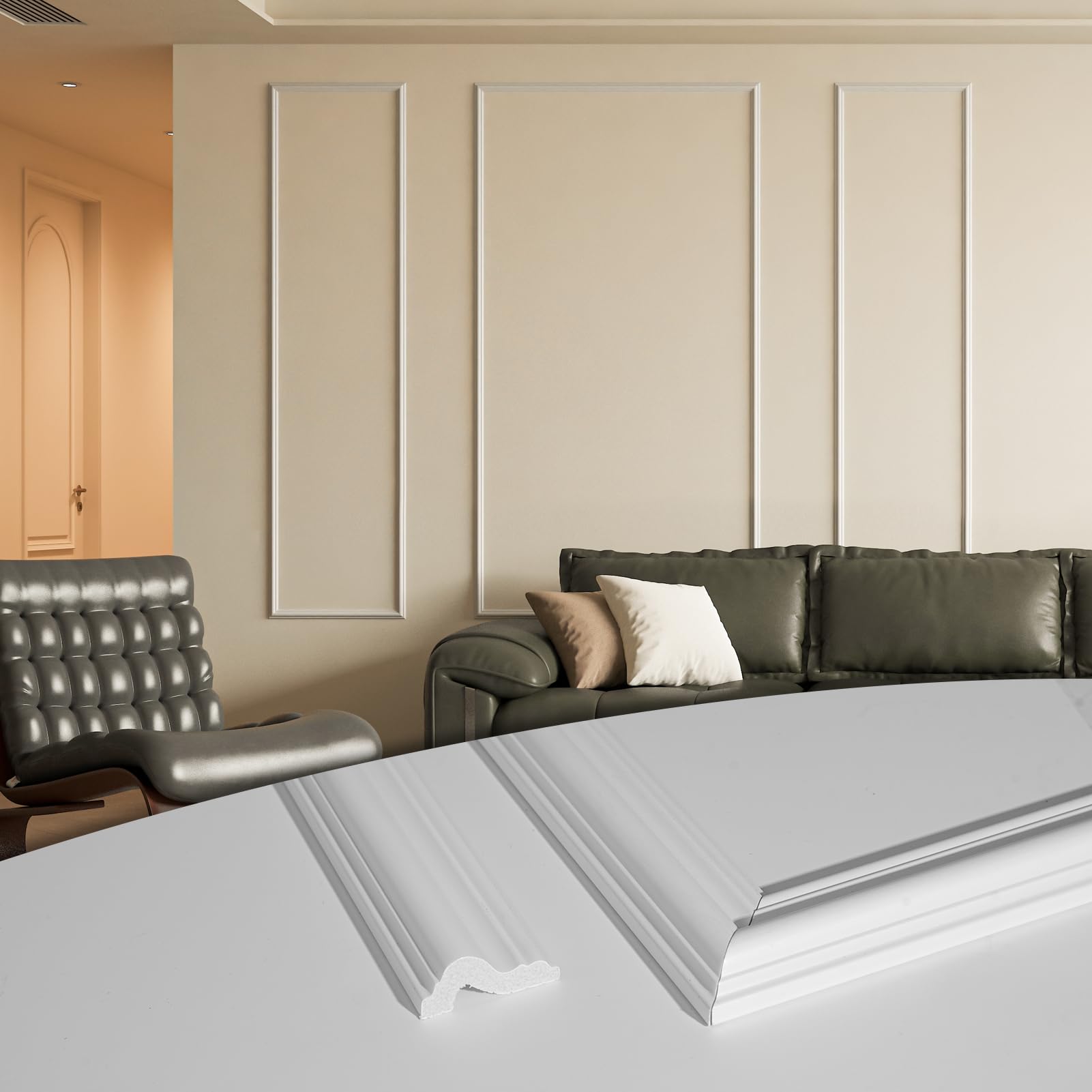 Art3d Pre-Cut Wall Molding Set Of 3 Pcs, Ready-to-Assemble Wainscoting ...