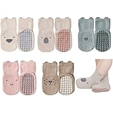 Exegawe Toddler Non Slip Socks, Cute Baby Socks with Grips Crew Socks 5 Pairs