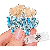 XQLZY Wound Care Silver Glitter Funny Badge Reel Retractable with Shark Clip, Cute Love Hemostatic Patch Badge Clip Gift for Nurse Doctor Surgical Nurse ED School Doctor Nursing Graduate Colleagues