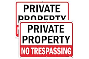 HYTEK Private Property No Trespassing Metal Sign (2-Pack, 10x7 inches) Warning Sign, Reflective .40 Rust Free Aluminum, UV Pr