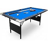 Hathaway Fairmont Folding Pool Table for Family &amp; Home Use Includes Full Set of Billiard Balls, Cues, Chalk, Triangle and Carrying Bag, Portable Space-Saving Table