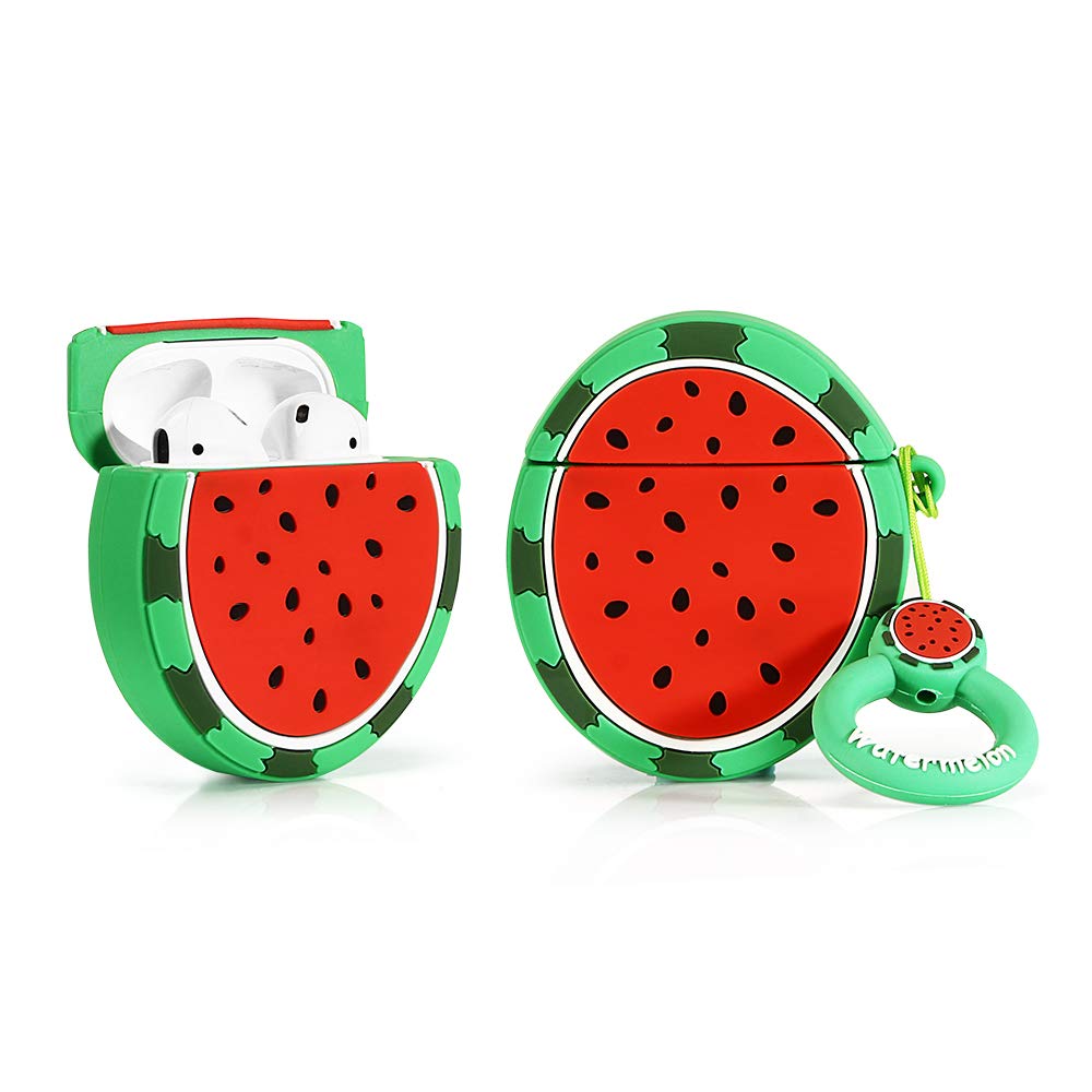 LEWOTE Airpods Silicone Case Funny Cover Compatible for Apple Airpods 1&2[Fruit & Food Series] (Watermelon)