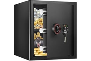 2.0 Cub Large Home Safe, Anti-theft Safe Box with Dual Alarm System, Programmable Keypad, Spare Keys and Removable Shelf, Dig