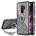VEGO Galaxy S9 Plus Case Glitter Bling Diamond Case with Kickstand Rhinestone Bumper Sparkly Luxury Slim Soft Protective Case with Ring Stand for Samsung Galaxy S9 Plus (Black)