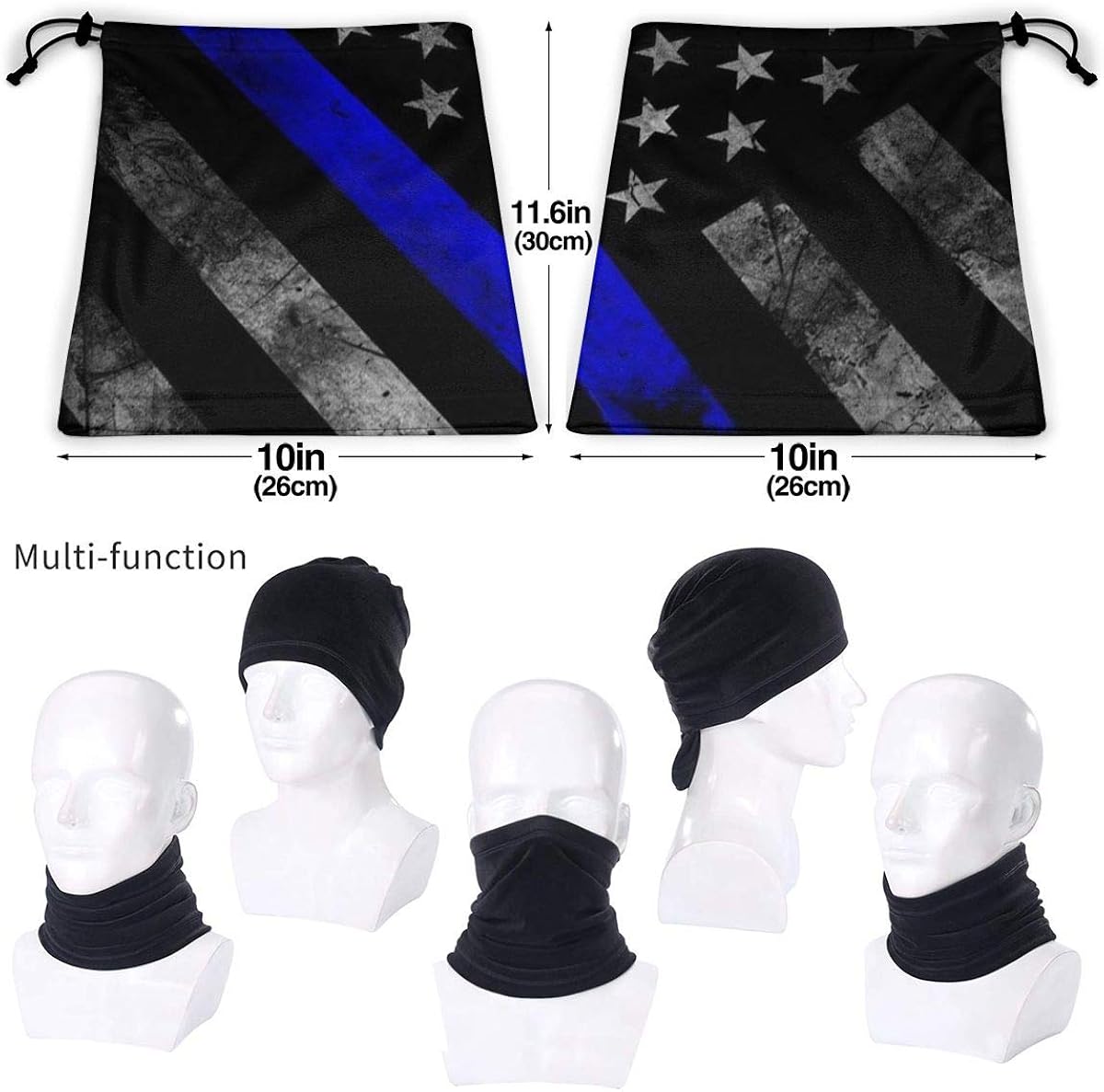 Face Mask Bandana Blue Lives Matter Flag Ear Face Mask for Men Women, Dust-Free Neck Warmer Cover Sportswear for Cycling, Cold Weather, Ski, Multifunctional Shield Scarf: Clothing
