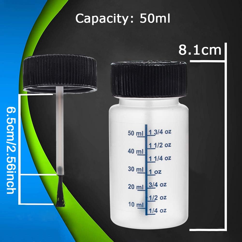 BENECREAT 12 Packs 50ml Touch Up Paint Bottles with Child Resistant Brush Caps and Mixing Balls, 1 Brush - Image 3