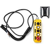 AUTO OCCASION 5 Button Hoist Crane Pushbutton Switches with Box Holder 15in | Waterproof Industrial Rotary Button Electric Cable Up Down Driving Push Button Switch Control