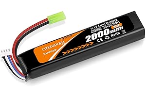 CRAZEPONY Airsoft Battery 11.1V Rechargeable 3S LiPo 2000mAh 30C Hobby Battery with Mini Tamiya Connector JST XH Connector for Model Airsoft Rifle