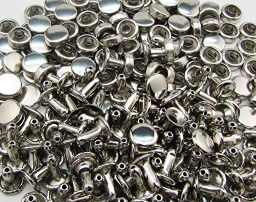 Amanteao Silvery Double Cap Rivets High Terrace Plane Cap 12mm and Post 12mm Pack of 50 Sets