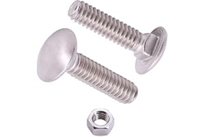 AOESIN M8-1.25 x 20mm (10 Sets) Carriage Bolt DIN603 with Hex Nut DIN934, Full Coarse Thread, 304 Stainless Steel 18-8, Round Head Square Neck Screws Coach Bolt