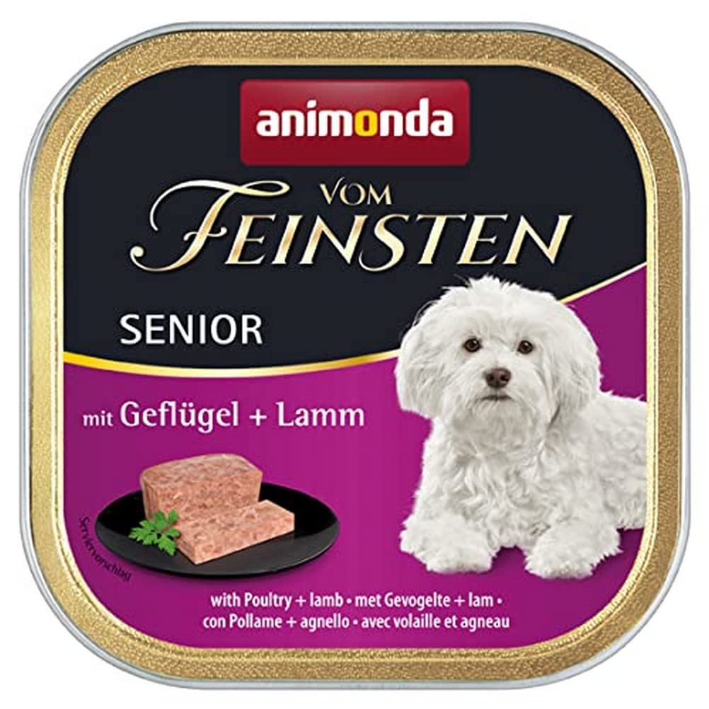 animonda Vom Feinsten Senior dog food, wet food for older dogs from 7 years, with poultry + lamb, 22 x 150g