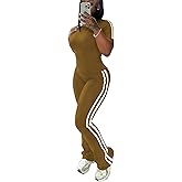 HBQ Women's 2 Piece Sweatsuit Slim Fit Top Flare Legging Pants Casual Tracksuit Lounge Matching Sets
