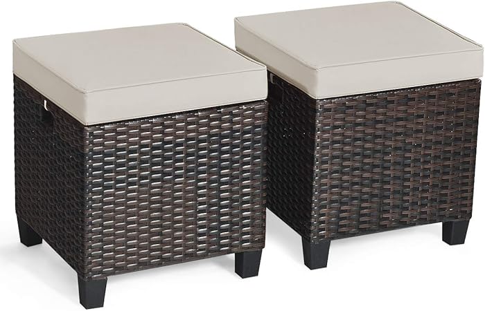 Amazon Com Tangkula 2 Pieces Outdoor Patio Ottoman All Weather