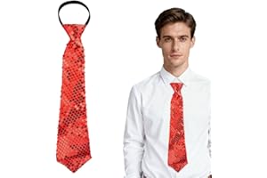 Sequin Necktie for Men Disco Themed Fashion Sparkly Pre-Tied Neck Ties for Wedding Birthday Graduation Party Deocration