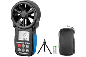 Anemometer Handheld, INFURIDER CFM Meter, Digital Wind Speed Meter, HVAC Air Flow Meter with Temperature and Wind Chill, Anemometer with Backlight and Max/Min