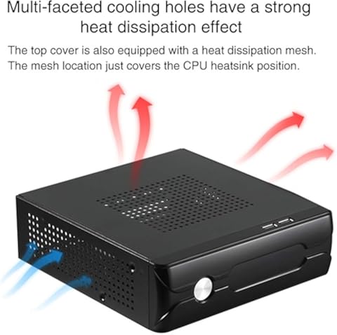Fuente de alimentación para Juegos Chasis de Metal, Caja de computadora de Escritorio con Interfaz 2.0USB e Interruptor de alimentación, Compatible con Mini-ITX (17x17) / 2.5 x 1 Rack de Disco Duro