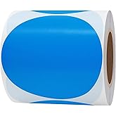 Aleplay 3 Inch Thermal Direct Labels, Self-Adhesive Color-Code Multi-Purpose Roll Thermal Stickers for Business Round Blue, 350 Labels per Roll