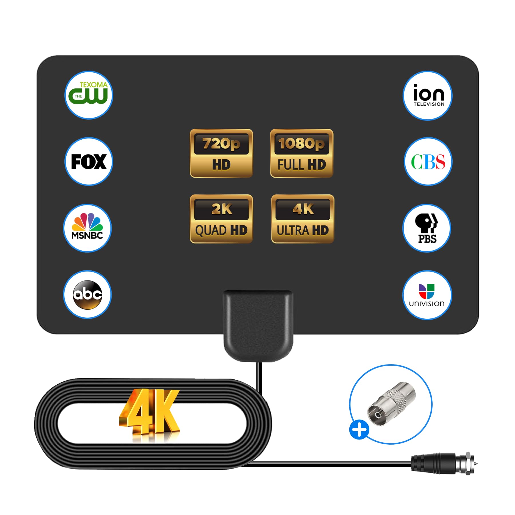 thumbnail image 2 of 2025 Digital HD TV Antenna - 50+ Mile Range Indoor Antenna For Local Channels With 12ft Cable 2 of 10