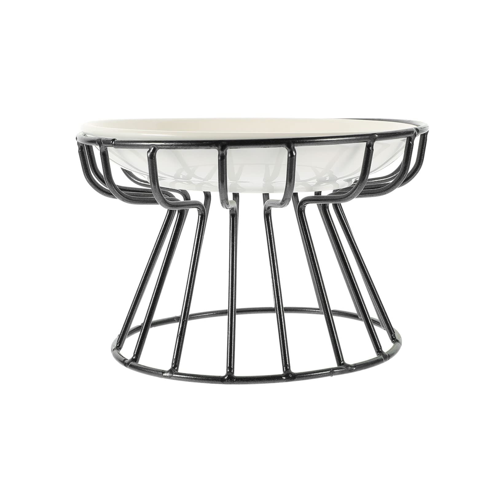 Mipcase Elevated Cat Bowl with Metal Stand Raised Ceramic Dog Feeding Cups Water Bowl Cat Dish Plate for Cat Dog Puppy Black