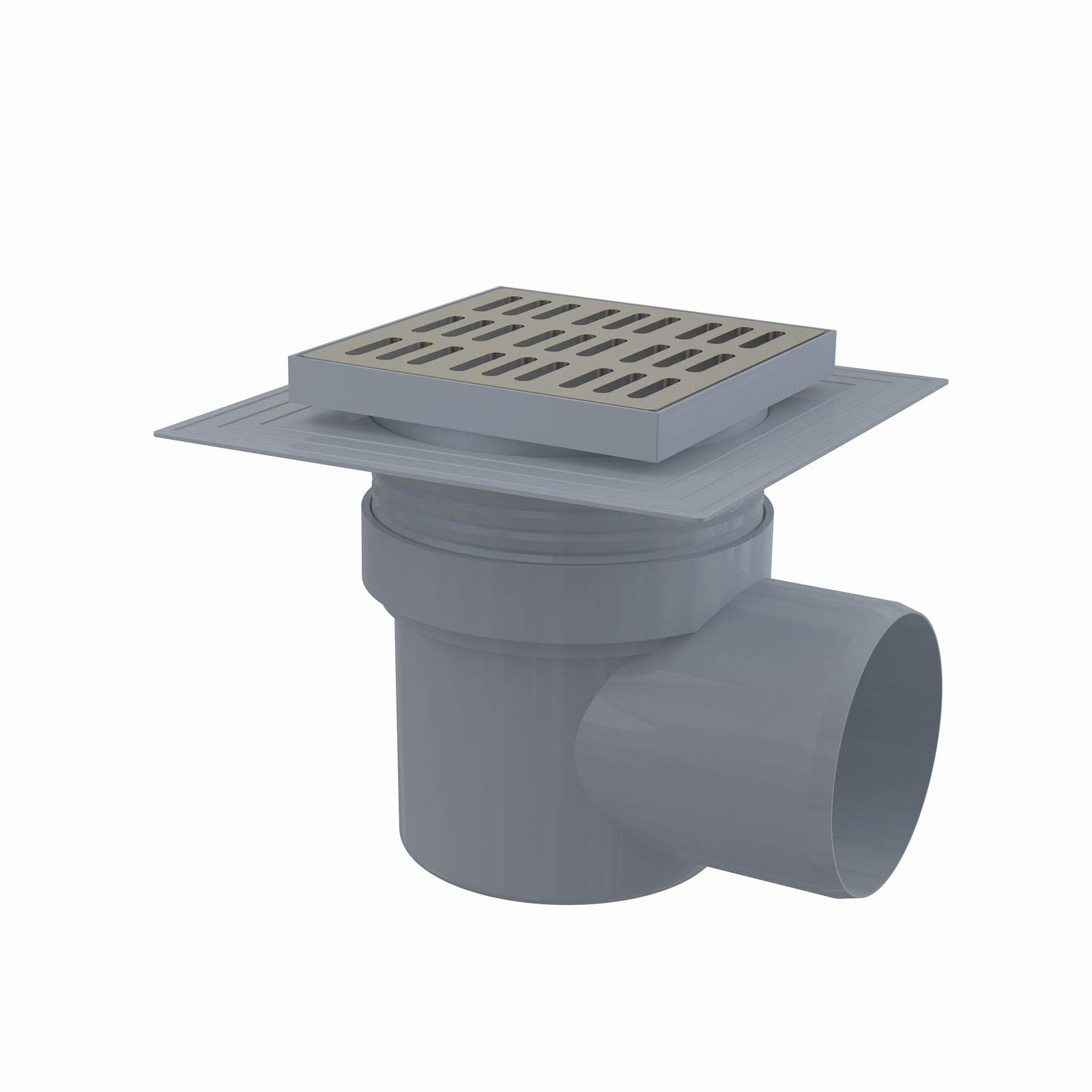 Floor Drain 150 x 150 cm Connection DN 110 Horizontal Stainless Steel Extra Flat Shower Drain Bath Drain