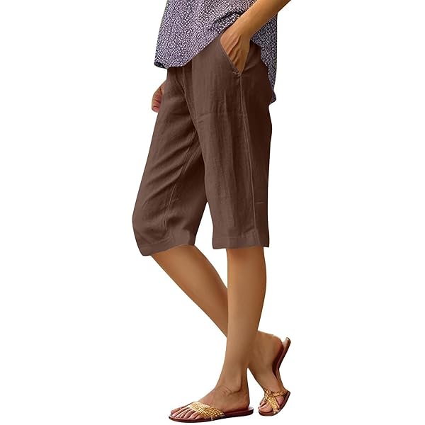 ★ODOR★ Molly bermuda pants P0000GKM Cotton Linen Pedal Pushers for Women Bermuda Shorts for