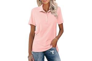 TICTICMISS Womens Polo Shirts Short Sleeve Button Lapel Collared Summer Tops Business Casual Basic Tees