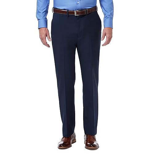 Haggar Men's Premium Comfort Classic Fit Flat Front Dress Pants-Regular and Big & Tall Sizes, Blue, 36W x 28L