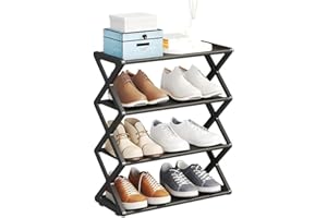 Beuiouer X-Shaped Shoe Rack for Home Multifunctional Steel Shoe Rack Assembly Shoecase for Students Dormitory Dustproof Stora