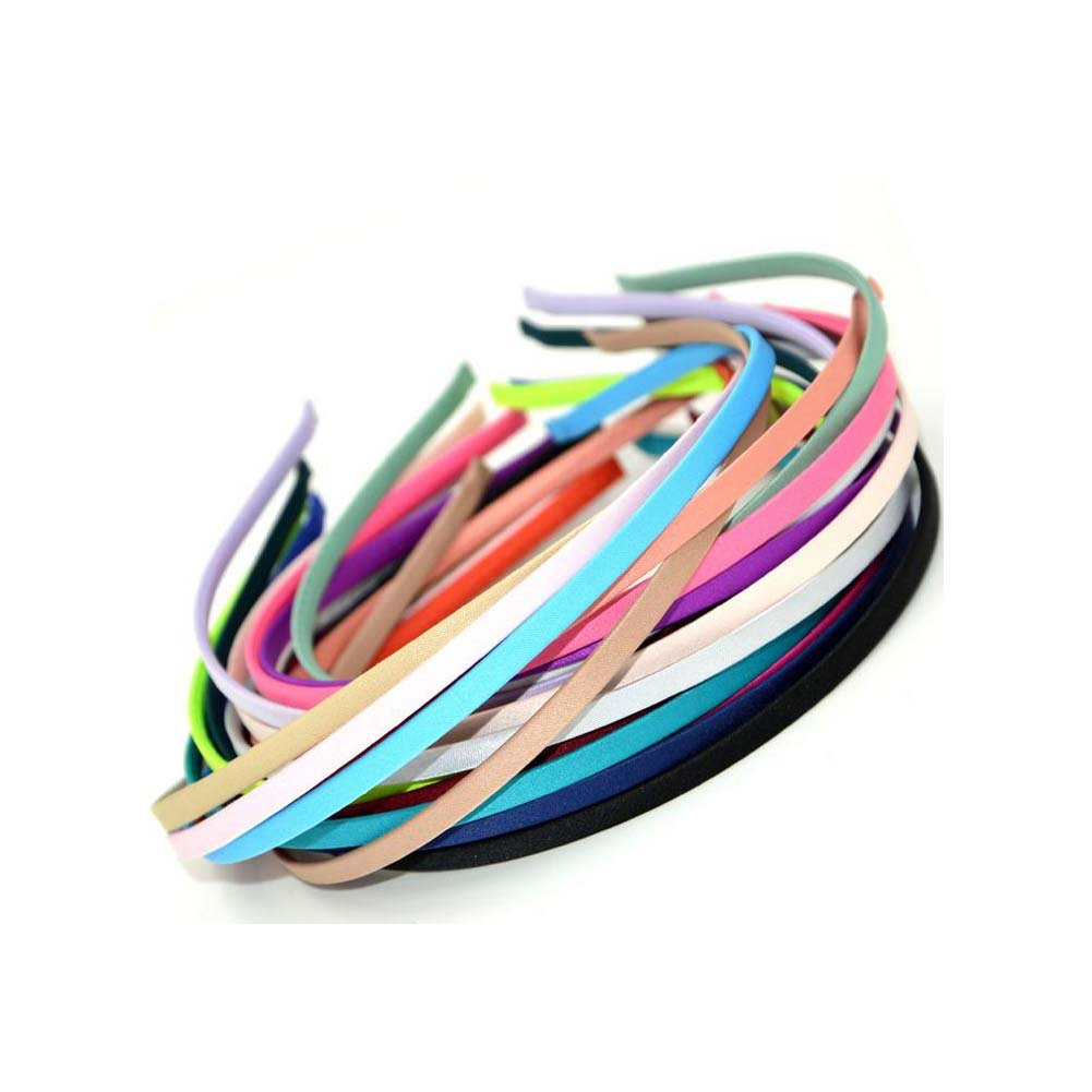 Carykon 20 PCS Girls Women DIY Satin Fabric Covered Ribbon Headbands 5mm Width, Mixed Color