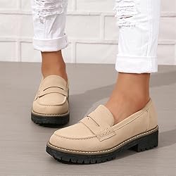 Womens Loafers Shoes Platform Chunky Penny Loafer